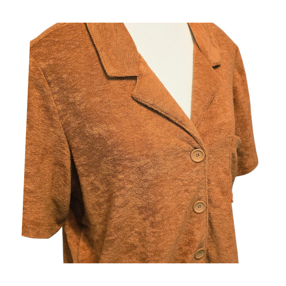 Marine Layer Terry Out Resort Shirt Womens Size L Sierra/Brown Preppy Casual - Picture 4 of 10